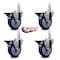 Service Caster 4'' Blue Poly Wheel Swivel 3/4'' Square Stem Caster Set with Brake, 4PK SCC-SQ20S414-PPUB-BLUE-PLB-34-4 - alternate 2